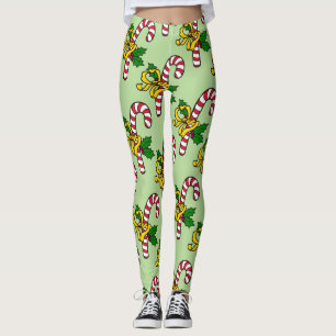 Leggings Sucres de canne blanc rouge pâle Noël vert clair