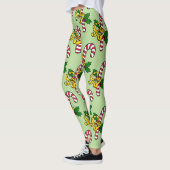 Leggings Sucres de canne blanc rouge pâle Noël vert clair (Gauche)