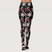 Leggings Sucres de canne de vacances & Snowflakes, sur noir (Dos)
