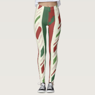 Leggings Sucres de canne festifs en rouge et vert