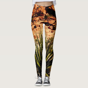 Leggings Sud-Ouest du Yucca Feuilles Nom Brown vert Ouest