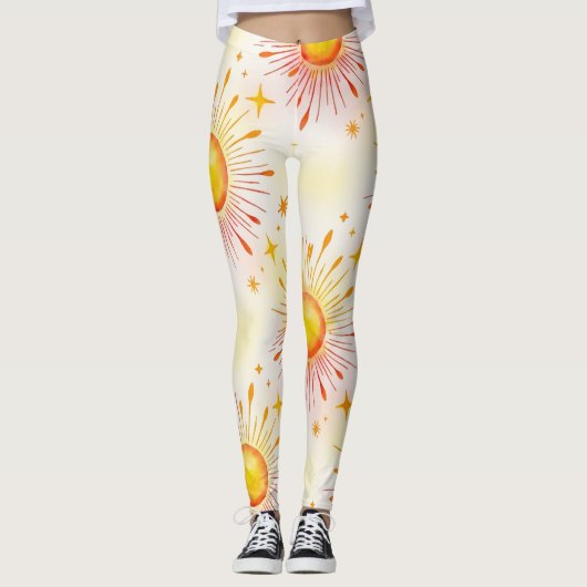 Leggings Sunbursts Motif sans couture (Devant)