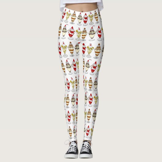 Leggings Sundaes de crème glacée rétro (Devant)