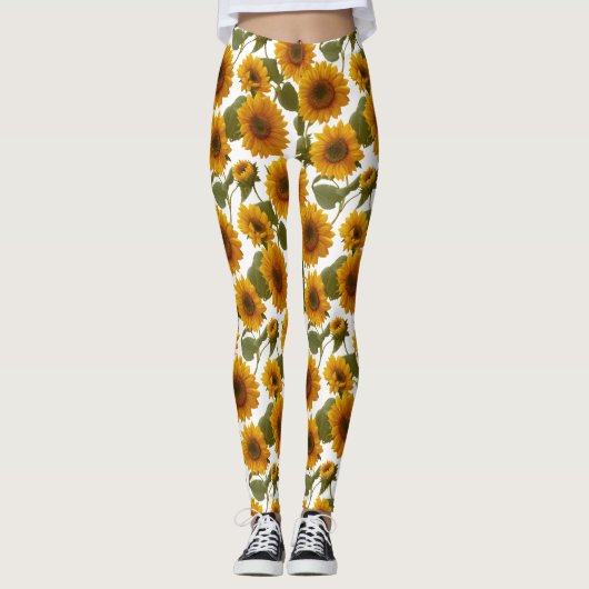 Leggings Sunflower Bloom Floral Pattern (Devant)