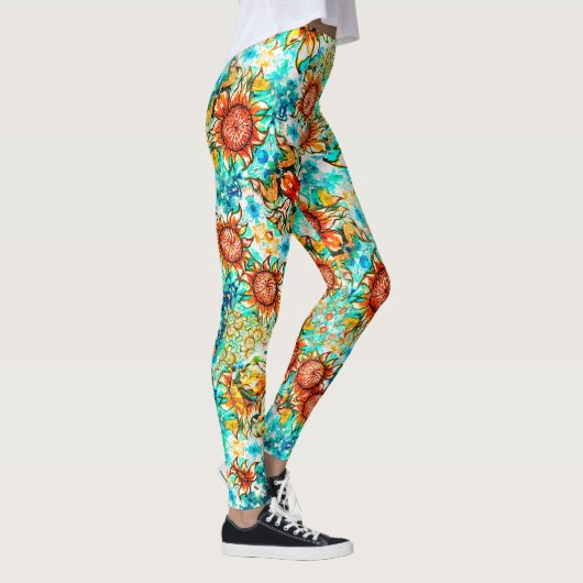 Leggings Sunflower Craze coloré motif d'été (Droite)