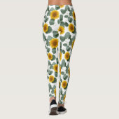 Leggings Sunflowers with Eucalyptus Leaves Pattern (Dos)