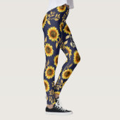 Leggings Sunny Yellow Gold Navy Feuille Motif (Droite)