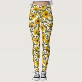 Leggings Sunroot, tournesol sauvage sur blanc (Devant)