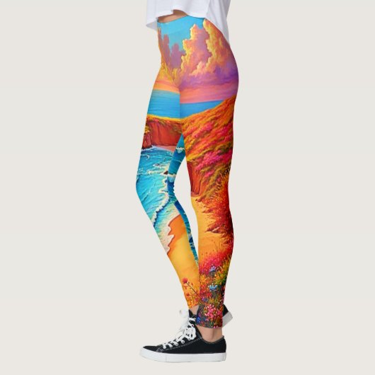 Leggings Sunset Beach Solitude Design de sérénité (Gauche)