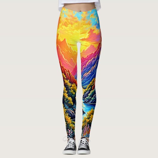 Leggings Sunset Canyon River Art (Devant)