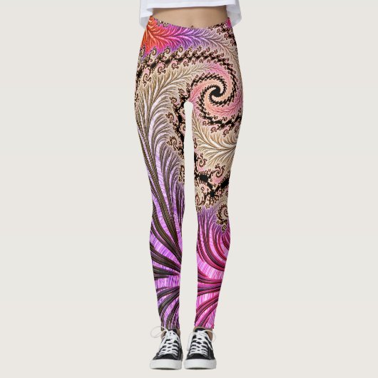 Leggings Super Abstrait Digital Funky Boho Spiral Fractal (Devant)