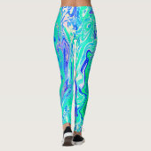 Leggings Super Abstrait Ocean Blue et Green Liquid Swirl (Dos)