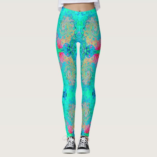 Leggings Super Abstrait Rainbow Liquid Swirl (Devant)