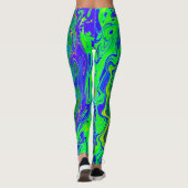 Leggings Super Abstrait Retro Green et Blue Swirl (Dos)