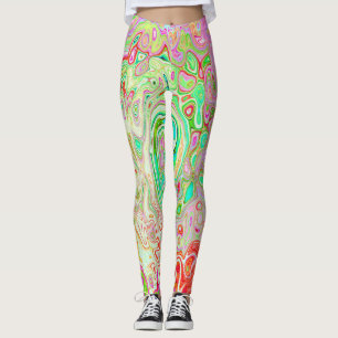 Leggings Super Abstrait Retro Pastel Green Liquid Swirl
