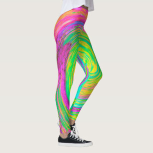 Leggings Super Abstrait violet et cyclique jaune
