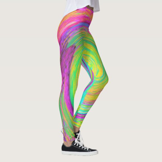 Leggings Super Abstrait violet et cyclique jaune (Droite)
