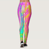 Leggings Super Abstrait violet et cyclique jaune (Dos)