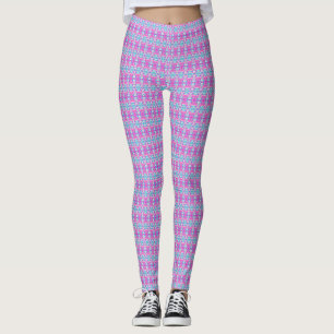 Leggings SUPER COOL rose et Motif bleu