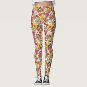 Leggings Super des années 70, orange, rose et vert
