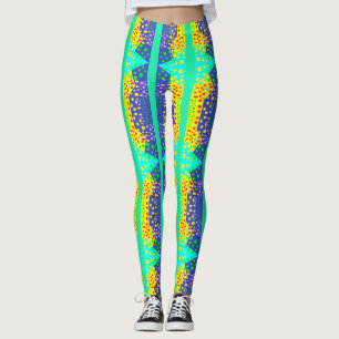 Leggings Super duper bleu clair jaune minuscule motif