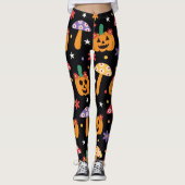Leggings Super Halloween fleurs et champignons Citrouille (Devant)