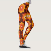 Leggings Super rétro les années 70 boho hippie orange fleur (Droite)