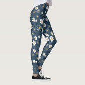 Leggings Superbe Marine Jaune Blanc Classique Fleurs de mar (Droite)