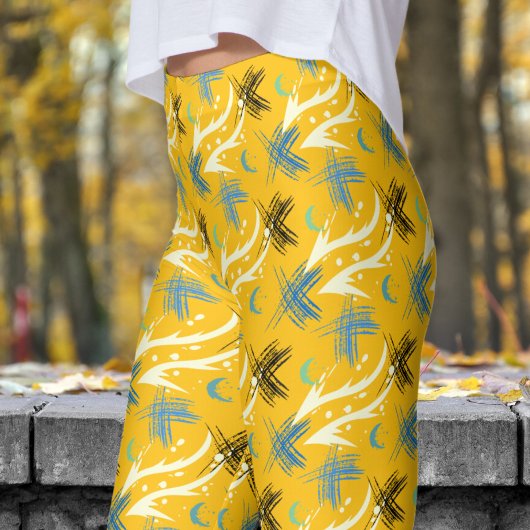 Leggings Superbe Motif de Dragon Jaune Orange