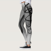 Leggings Sur la grille : gris Abstrait, noir et blanc (Gauche)