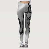 Leggings Sur la grille : gris Abstrait, noir et blanc (Devant)