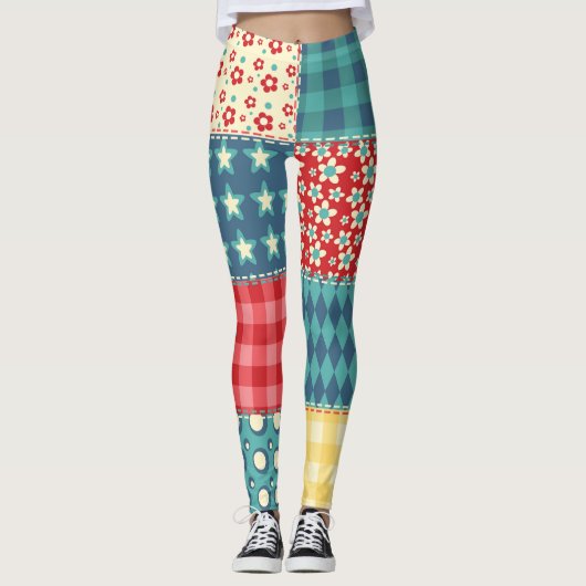 Leggings Surface composée vintage : motif arrière - plan pa (Devant)