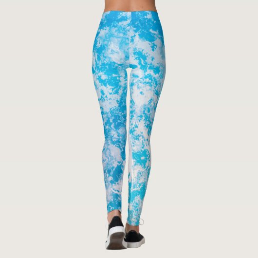 Leggings Surface de la planète de glace bleue et blanche (Dos)