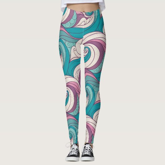 Leggings Surreal Abstract Waves Pattern – Dreamlike Fluid (Devant)