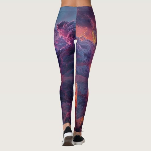 Leggings Surreal Dramatic Clouds With Fiery Sunset (Dos)