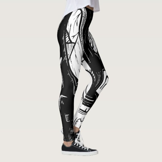 Leggings surréaliste noir et blanc (Droite)