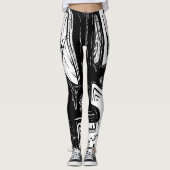 Leggings surréaliste noir et blanc (Devant)