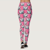 Leggings Swan Birds Pattern Design On Pink (Dos)