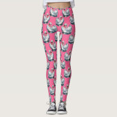 Leggings Swan Birds Pattern Design On Pink (Devant)
