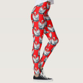 Leggings Swan Birds Pattern Design on Red
