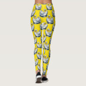 Leggings Swan Birds Pattern Design On Yellow  (Dos)