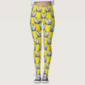 Leggings Swan Birds Pattern Design On Yellow  (Devant)