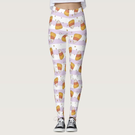 Leggings Sweet Candy Corn & Stars Halloween Motif (Devant)