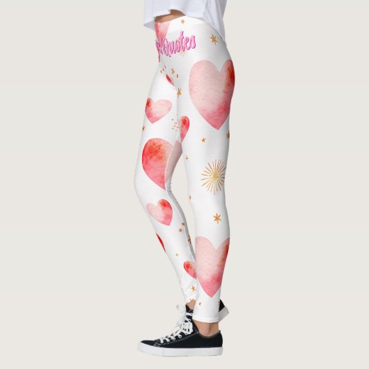 Leggings Sweet Valentine Heart Pattern with Golden Glitter (Gauche)
