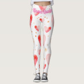 Leggings Sweet Valentine Heart Pattern with Golden Glitter (Devant)