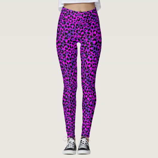 Leggings Swirl Empreinte de léopard violet (Devant)