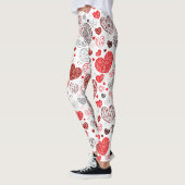 Leggings Swirling Red Decorative Heart Pattern (Gauche)