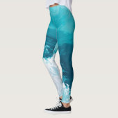 Leggings Swirling Turquoise Waves Abstract Ocean Wave Art (Gauche)