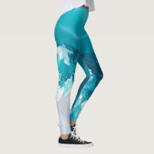 Leggings Swirling Turquoise Waves Abstract Ocean Wave Art (Droite)
