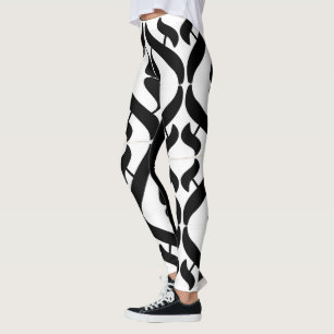 Leggings Symbole Aleph Noir et Blanc en Reflet
